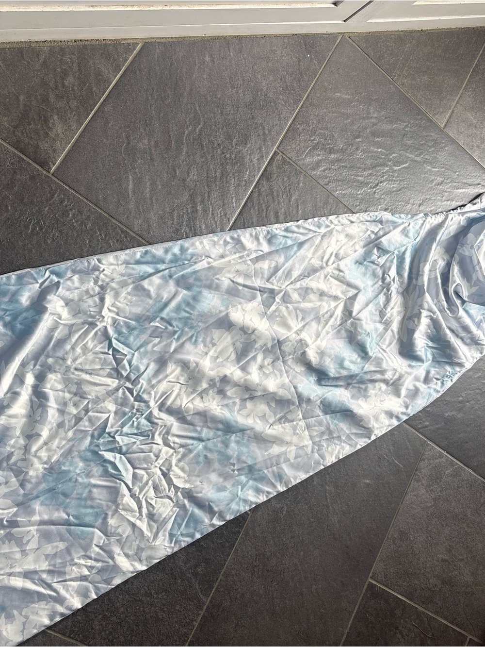 Peppermayo Strapless Pale Blue & White Floral Maxi Dress - satin draped back - Picture 6 of 10